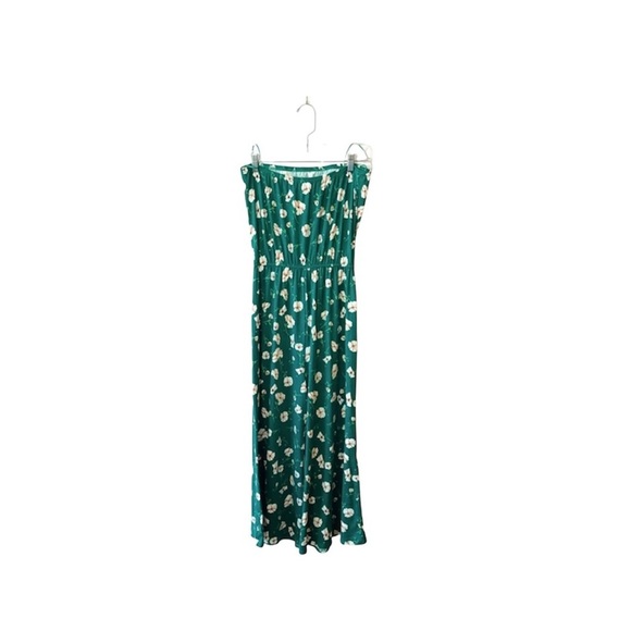 Francesca’s Miami Green Floral Print Cropped Strapless Jumpsuit Medium Women’s - Picture 6 of 9